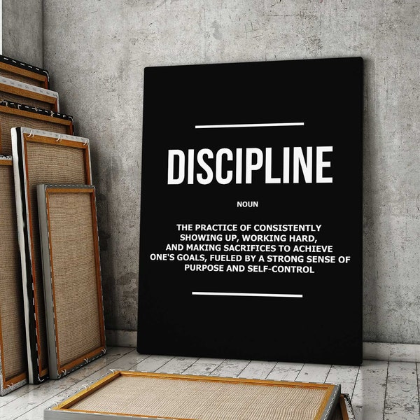 Discipline Wall Art, Persistent Effort Print, Motivational Canvas, Focus Purpose Sign, Willpower Boost Quote Poster, Modern Office Decor