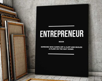 Entrepreneur Noun Definition Print Canvas Wall Art Office Decor Motivational Quote Modern Sign, Entrepreneurship Inspiration Hustle Poster