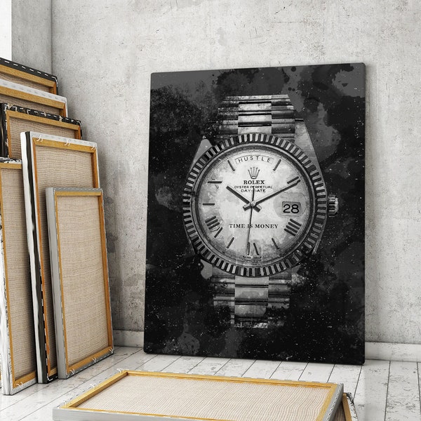 Rolex Wall Art Canvas Print Office Decor Hustle Entrepreneur Modern Art / Time Is Money / Rolex Pop Art Hustler Luxury Watch Pop Culture Art