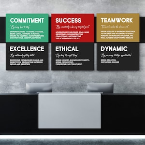 Company Values Canvas Prints Bundle Inspirational Wall Office Decor Teamwork Business Team Success Ethical Leadership Excellence Digital Art