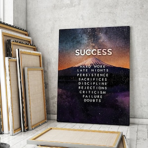 Success Mountain Motivational Quote Canvas Print Wall Art Office Decor / Successful Artwork / Success Quote