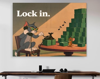 Lock In Wall Art Canvas Print, Motivational Office Decor, Hustle Mindset Poster, Success Quote Wall Art, Entrepreneur Office Art - A87H