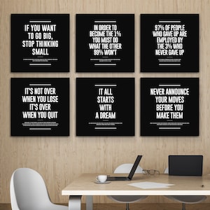 6x Entrepreneur Motivation Quotes Wall Modern Office Decor Success Canvas Print Art Home Office Inspiration Business Decor