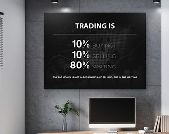 Trading Waiting Wall Art Print, Trading Motivation Canvas, Stock Market Quote Poster, Investor Office Decor, Finance Wall Art