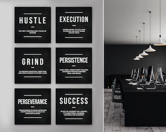Motivational Canvas Prints Modern Office Decor Inspirational Quotes Definitions Bundle 6 Piece Set Stylish Workspace Productivity Boost Sign