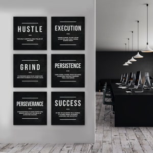 Motivational Canvas Prints Modern Office Decor Inspirational Quotes Definitions Bundle 6 Piece Set Stylish Workspace Productivity Boost Sign