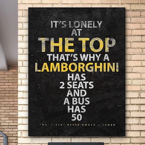 Lamborghini Wall Art  Motivational Canvas Print for Office Decor  Top Lambo Quote Sign