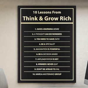 Think And Grow Rich Wall Art - Motivational Canvas Print for Office Decor - Success Mindset Quote by Napoleon Hill