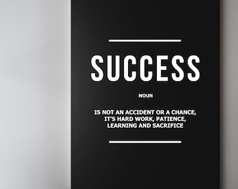 Entrepreneur Canvas Motivational Success Wall Art Modern Office Decor Art Succeed Definition Poster Inspiration Print Sign