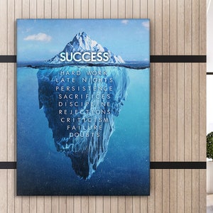 Iceberg Success Motywacyjny wydruk na płótnie, dekoracja ścienna do biura