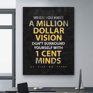 Lienzo motivacional para pared, impresión con cita "Visión de un millón de dólares", decoración de oficina para emprendedores, póster de mentalidad de éxito, descarga digital