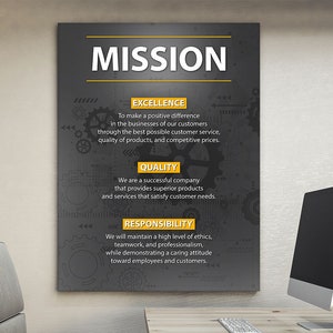 Mission Statement Team Inspiring Wall Art Company Culture Canvas Print Office Decor, Motivational Team Poster Business Core Values