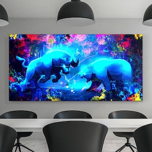 Bull vs Bear Wall Street Canvas Art, Stock Market Office Decor, Financial Trading Poster, Investor Motivation Digital Print