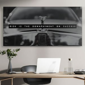 Sukces Motywacyjny wydruk na płótnie, dekoracja ścienna do biura, luksusowy plakat Rolls Royce Przedsiębiorca Inspirujący cytat do wydrukowania Super Car Art
