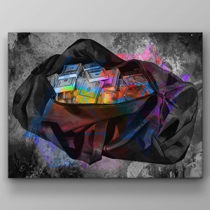 Stampa su tela Pop Art Money Bag Millionaire Wall Office Decor, Poster di banconote da 100 dollari con denaro contante, arte della finanza, cartello della banca