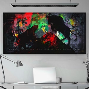 Wall Street Trading Bull vs Bear Canvas Print, Stock Market Investor Art, Money Forex Office Decor, 100 Dollar Bill Sign, Investing Poster