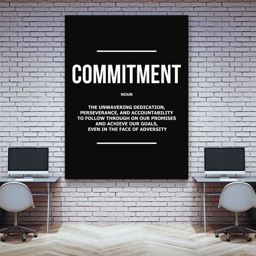 Commitment Definition Wall Art, Discipline Quote Poster, Motivational ...