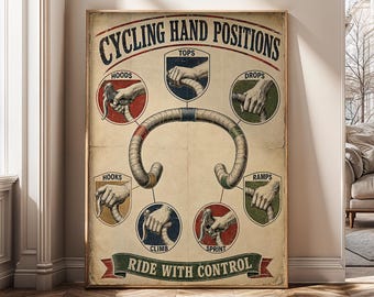 Vintage Cycling Wall Art, Retro Bicycle Poster, Road Bike Canvas Print, Cyclist Man Cave Decor, Biker Gift, Digital Download- SH688