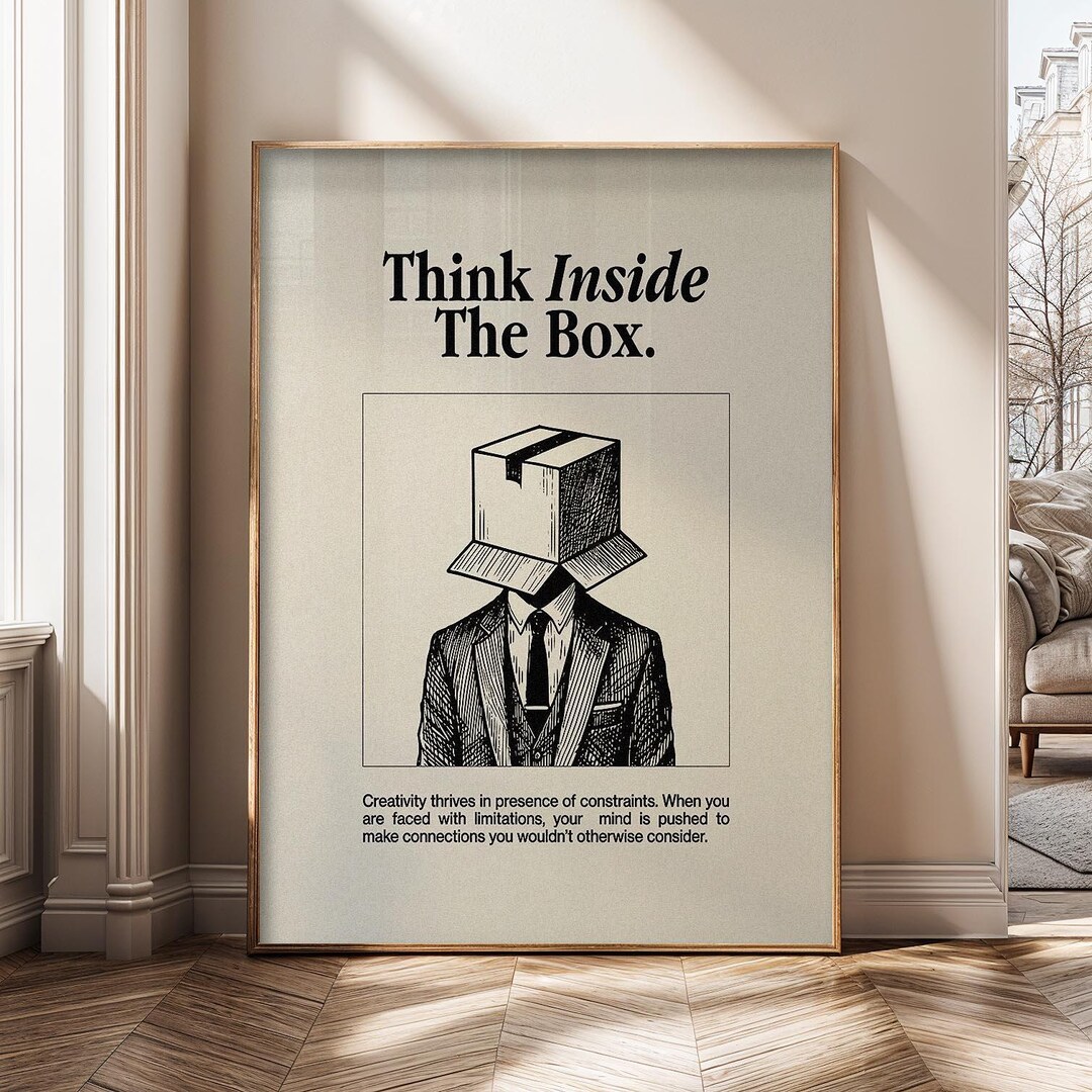 Think Inside the Box – Motivational Wall Art Canvas Print, Minimalist ...