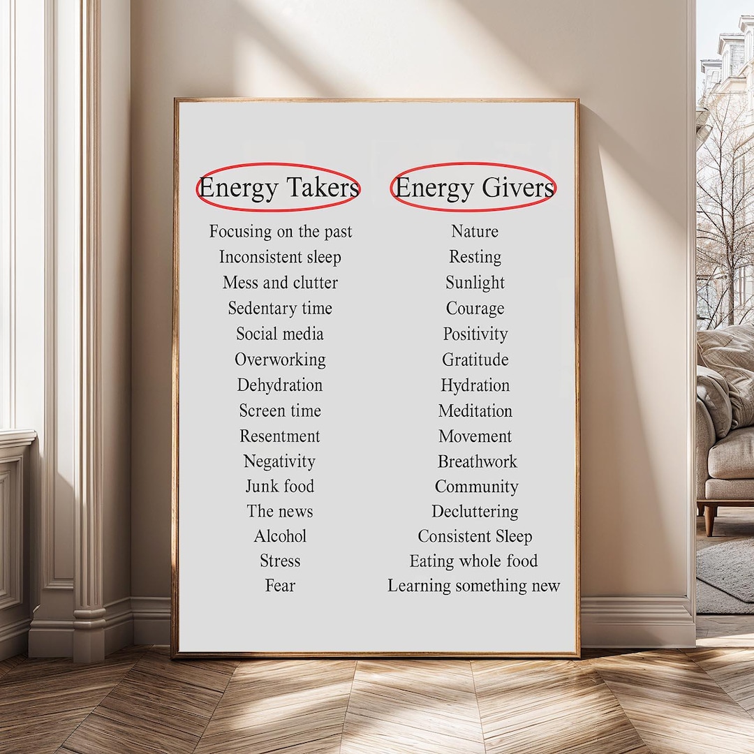 Energy Takers Vs Energy Givers Wall Art | Wellness Canvas Print ...