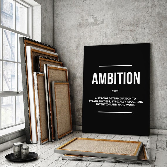 Ambition Noun Definition Wall Art Office Decor Canvas Print Etsy