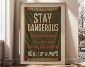 Bold Mindset Wall Art, Masculine Gym Decor, Mental Toughness Canvas, Entrepreneur Office Poster, Vintage Motivation Print- SH703