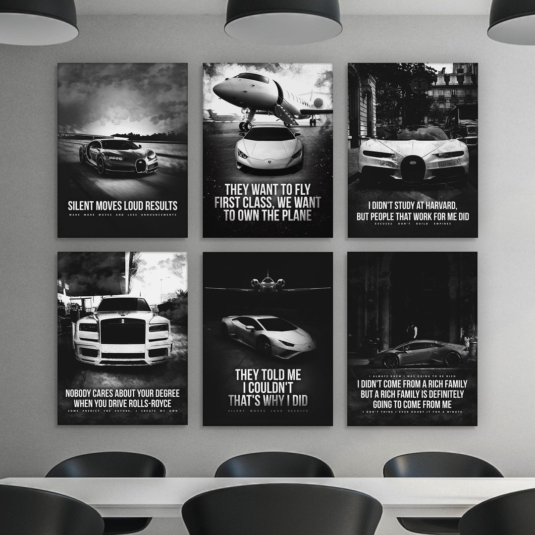 Luxury Car Motivational Wall Art Set | Supercar Canvas Prints | Jet ...