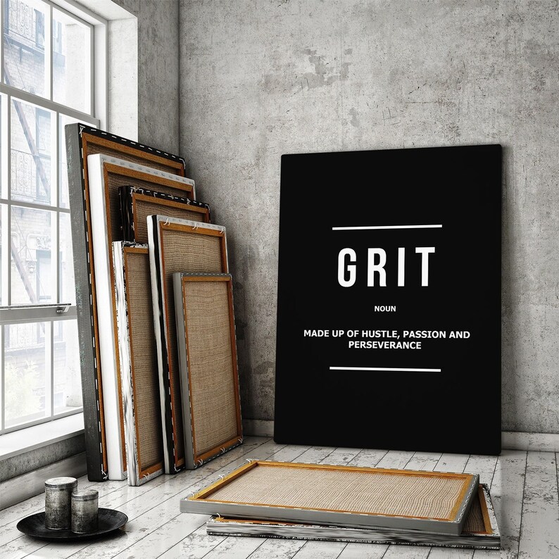 Grit Noun Modern Office Decor Wall Art Motivation Canvas Print Etsy