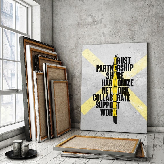 Teamwork Inspirational Office Decor Wall Art Teammates Canvas Etsy