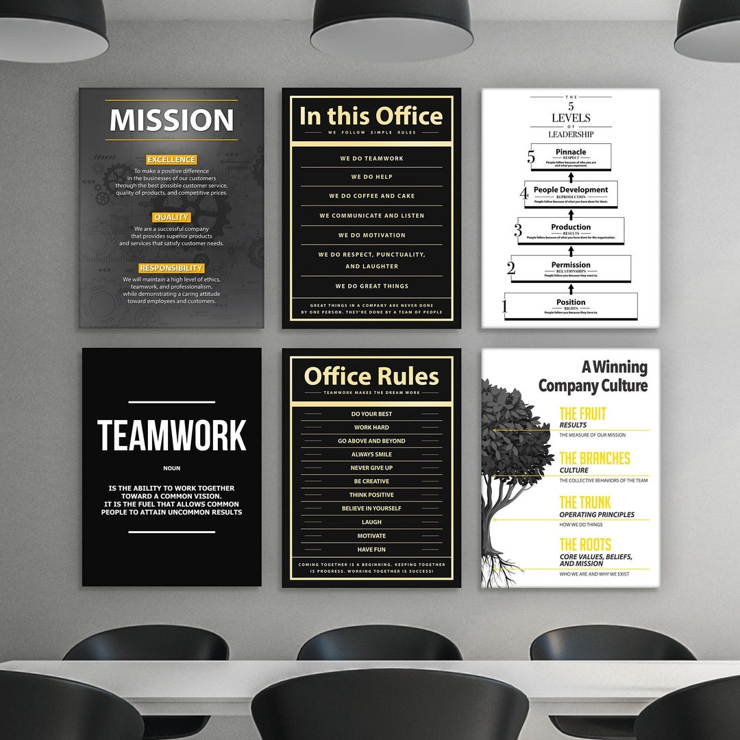 6x Premium Office Wall Art Team Canvas Prints Inspiring Company Culture