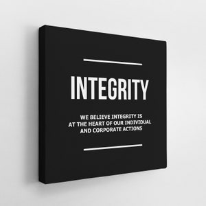 This inspirational teamwork wall art of Company Core Values will work as a daily reminder for your team to follow the simple principles of your successful company philosophy! Take your extra inspiration dose of honesty, safety, integrity, teamwork.