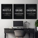 3 Piece Motivational Wall Art Canvas Prints, Office Decor Hustle Grind Execution Definitions Modern Art 3x, Hustle Verb, Grind Art Print