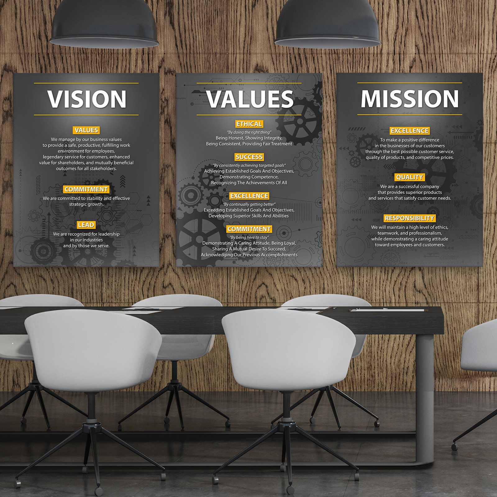 Vision Values Mission Office Wall Art Set • Motivational Canvas Print ...