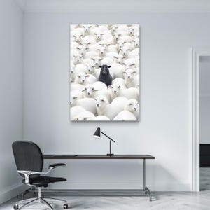Impression sur toile d'art mural mouton noir - affiche pour se démarquer de la foule, décoration de bureau motivante, art de l'état d'esprit d'entrepreneur, impression de tendance image 11