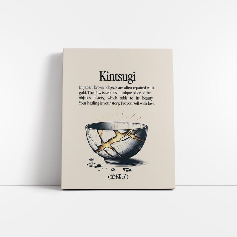 Kintsugi Wall Art Canvas Print, Japanese Philosophy Poster, Healing Art ...