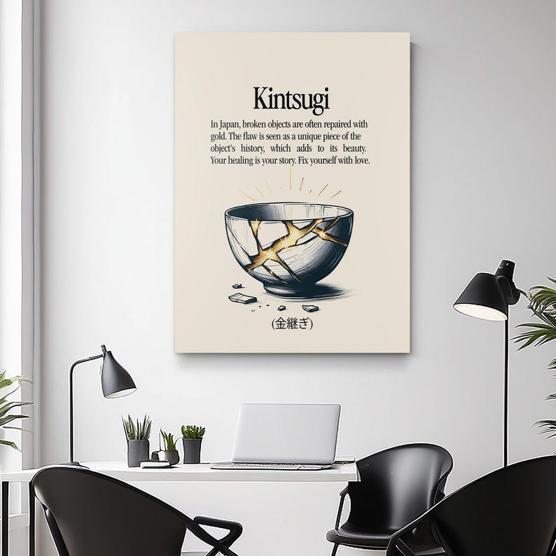 Kintsugi Wall Art Canvas Print, Japanese Philosophy Poster, Healing Art ...