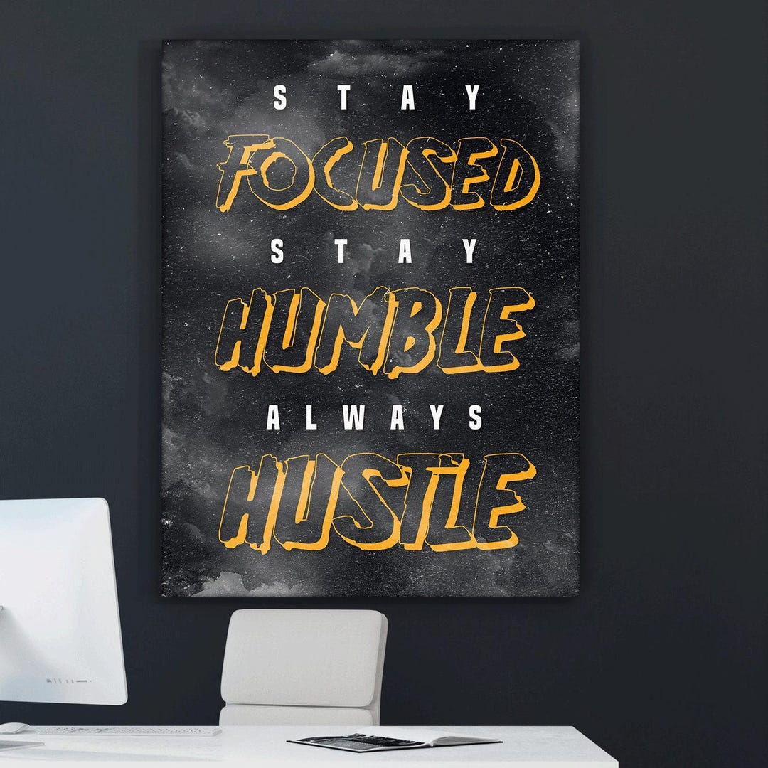 Stay Focused Wall Art Canvas Print Motivational Office Decor HUSTLE ...