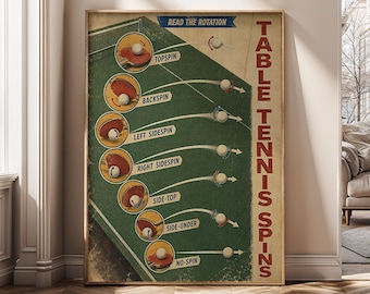 Vintage Table Tennis Wall Art, Retro Ping Pong Poster, Game Room Canvas Print, Sports Club Decor, Player Gift, Digital Download- SH685