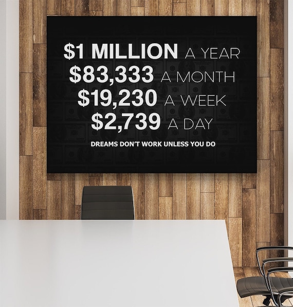 1 Million Dollars A Year Office Decor Wall Art Motivational Etsy