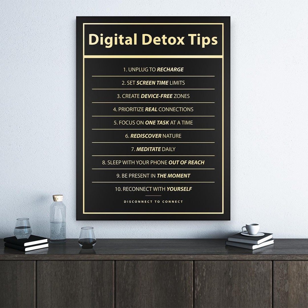 Digital Detox Tips Wall Art - Mindfulness Decor, Quotes Printable ...