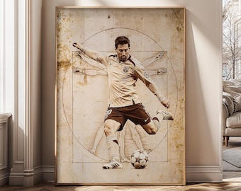 Vintage Soccer Legend Blueprint Art, Football Canvas Print, Sports Poster, Athlete Decor, Office Wall Decor, Gift for Sports Fans - SH547