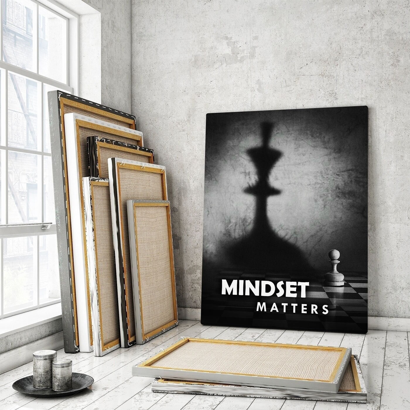 Chess Game Match Motivational Poster Art Print Think Quote Classroom Wall  Decor