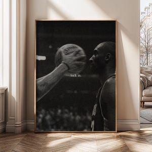 Kobe Bryant Lock In Motivational Wall Art – Black & White Basketball Poster, Canvas Print, Framed Sports Art - SH73