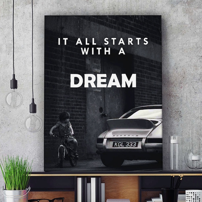 It All Starts With A Dream Motivational Wall Art Canvas Print Etsy