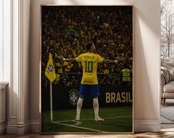 Brazil Soccer Wall Art Canvas Print, Football Stadium Decor, Championship Fan Poster, Sports Room Decor, Game Day Wall Art Gift - SH482M