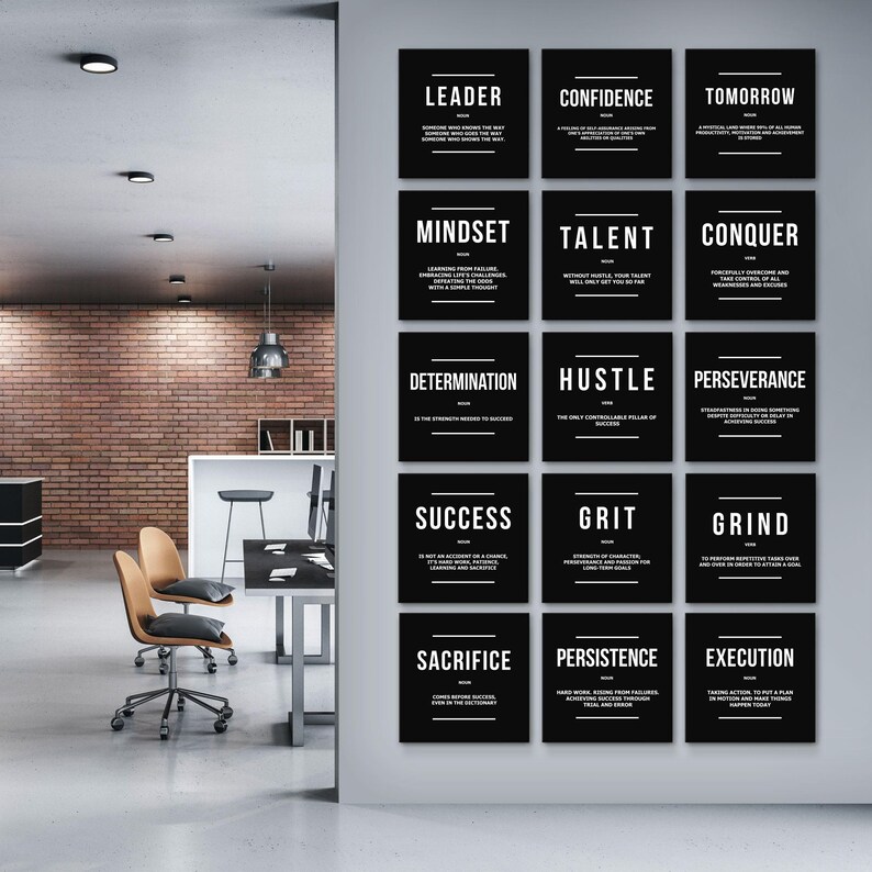 15x Motivational Wall Art Set | Inspirational Digital Prints | Office ...
