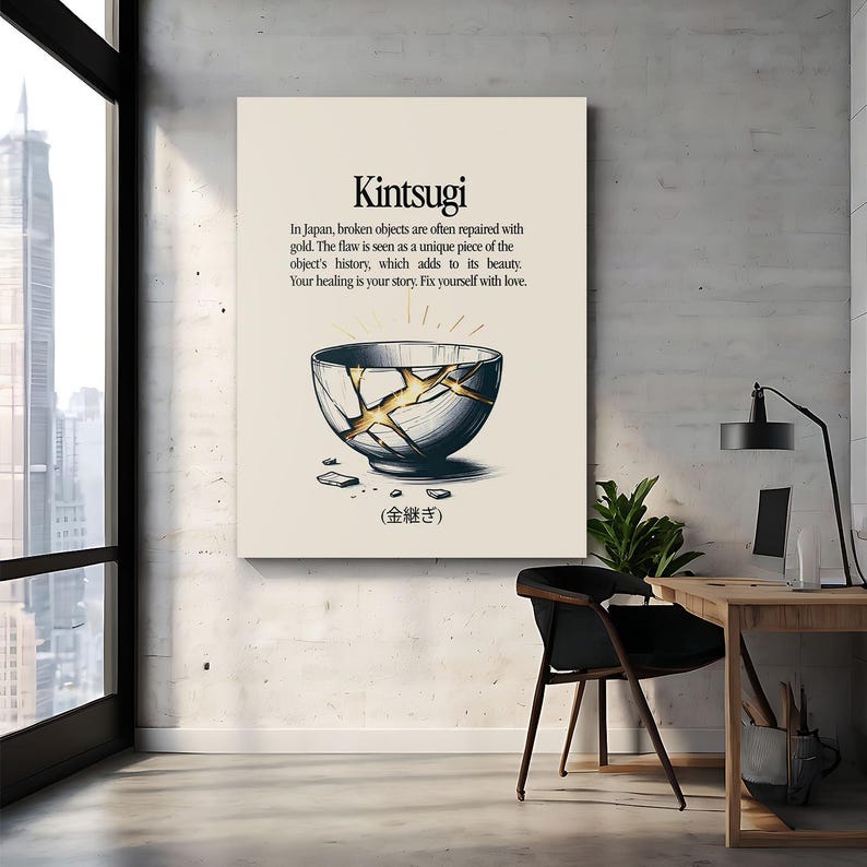 Kintsugi Wall Art Canvas Print, Japanese Philosophy Poster, Healing Art ...