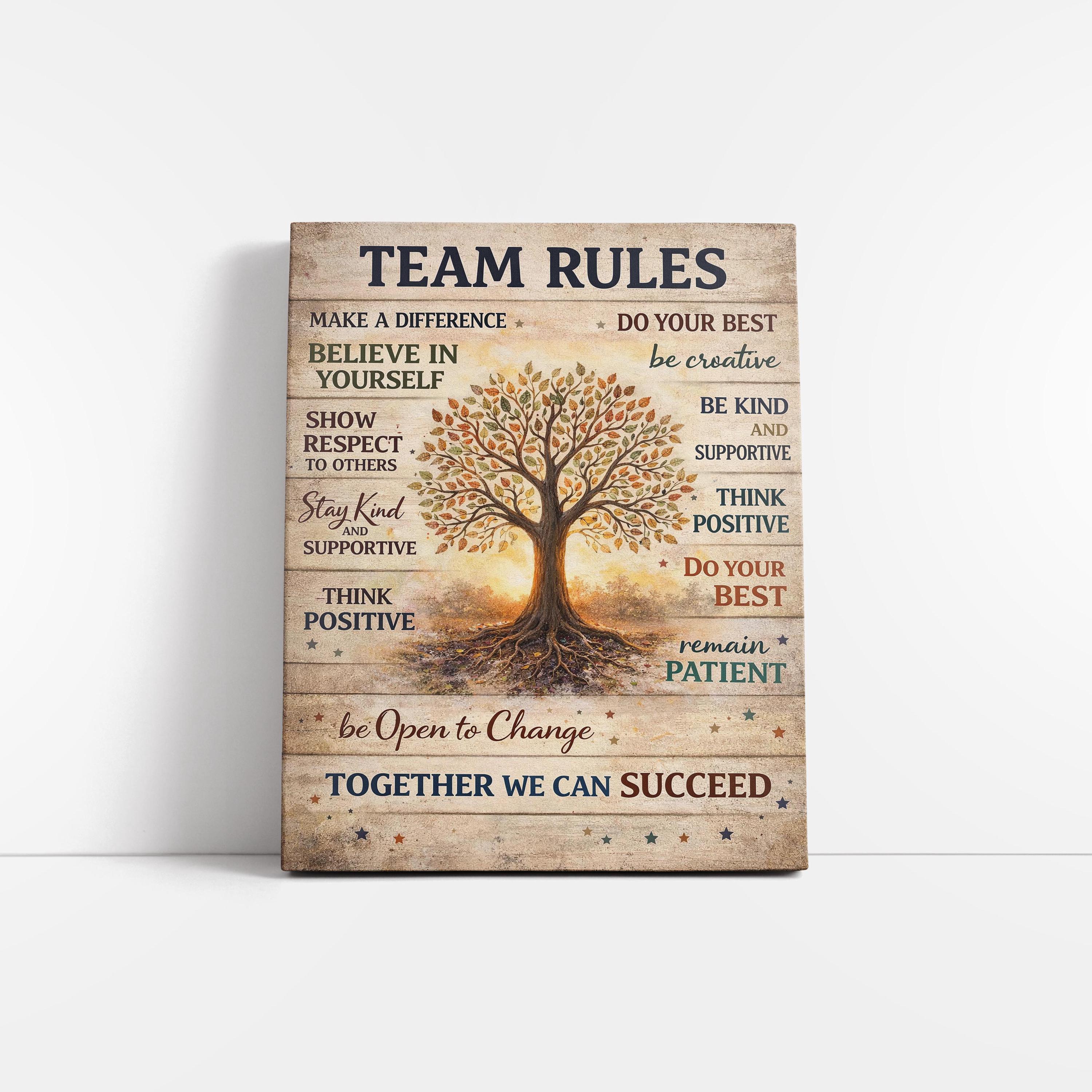 Team Rules Wall Art Classroom Poster, Motivational Teacher Decor ...