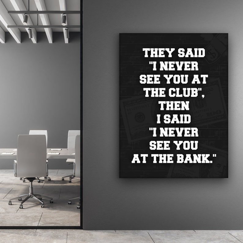 Money Talks Motivational Wall Art Entrepreneur Inspirational Quotes Poster Print