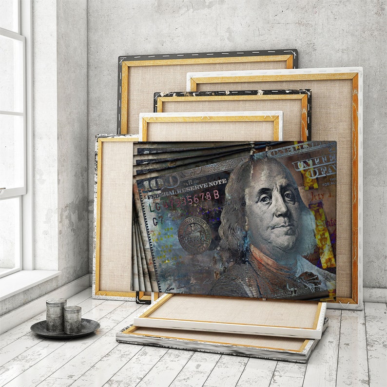 100 Dollar Bill Canvas Print Wall Art Office Decor / Money Art Etsy